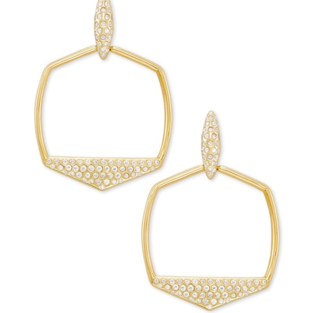 NWT Kendra Scott Selena Open Frame Earrings In Gold